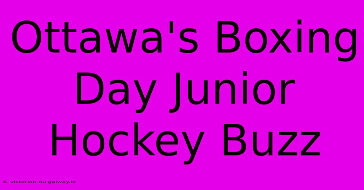 Ottawa's Boxing Day Junior Hockey Buzz