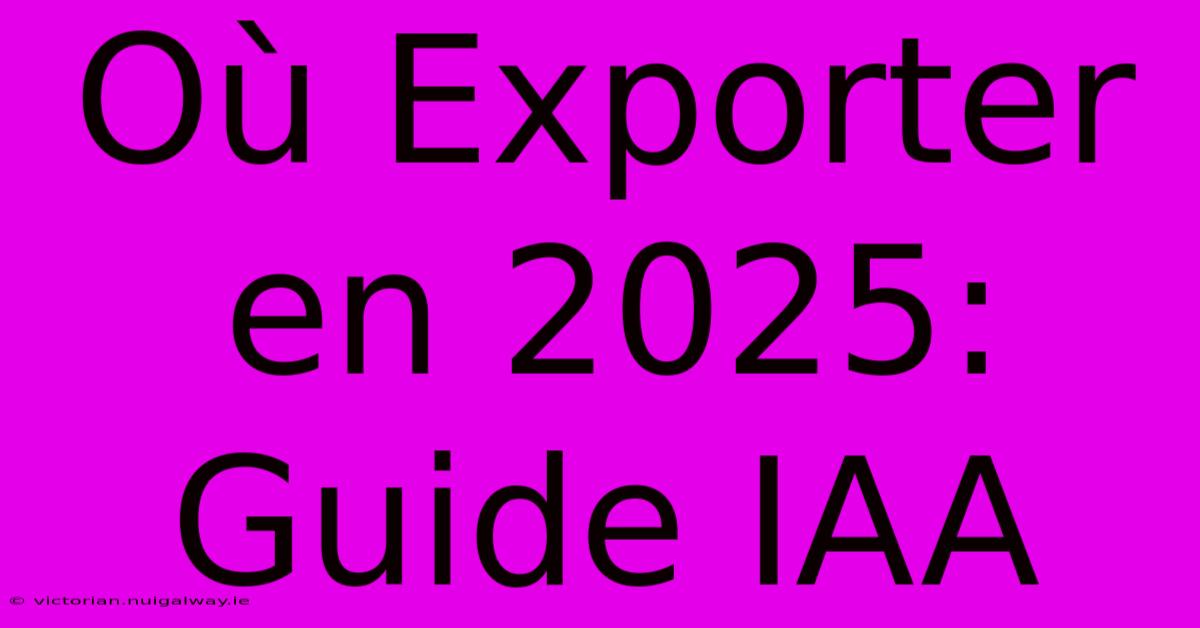 Où Exporter En 2025: Guide IAA 