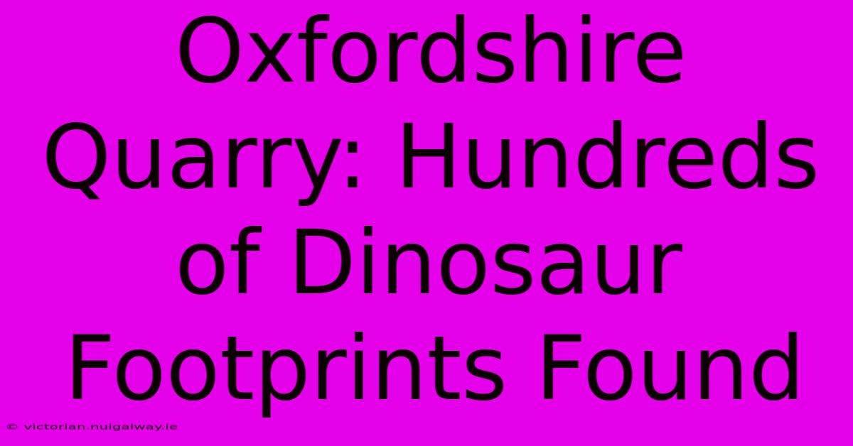 Oxfordshire Quarry: Hundreds Of Dinosaur Footprints Found