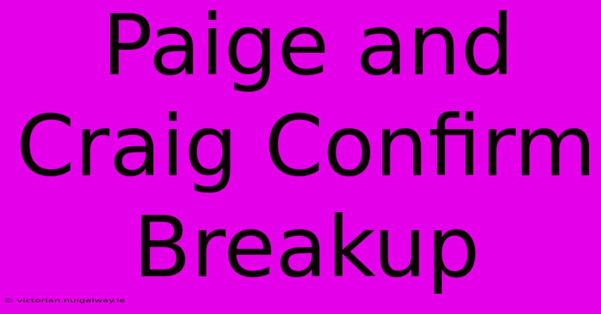 Paige And Craig Confirm Breakup