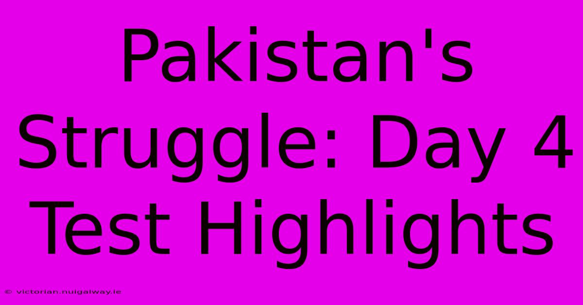 Pakistan's Struggle: Day 4 Test Highlights