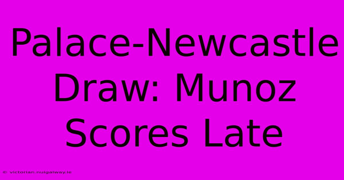 Palace-Newcastle Draw: Munoz Scores Late