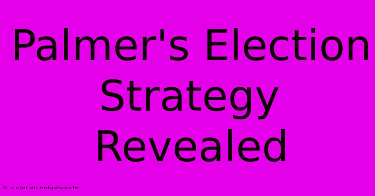 Palmer's Election Strategy Revealed