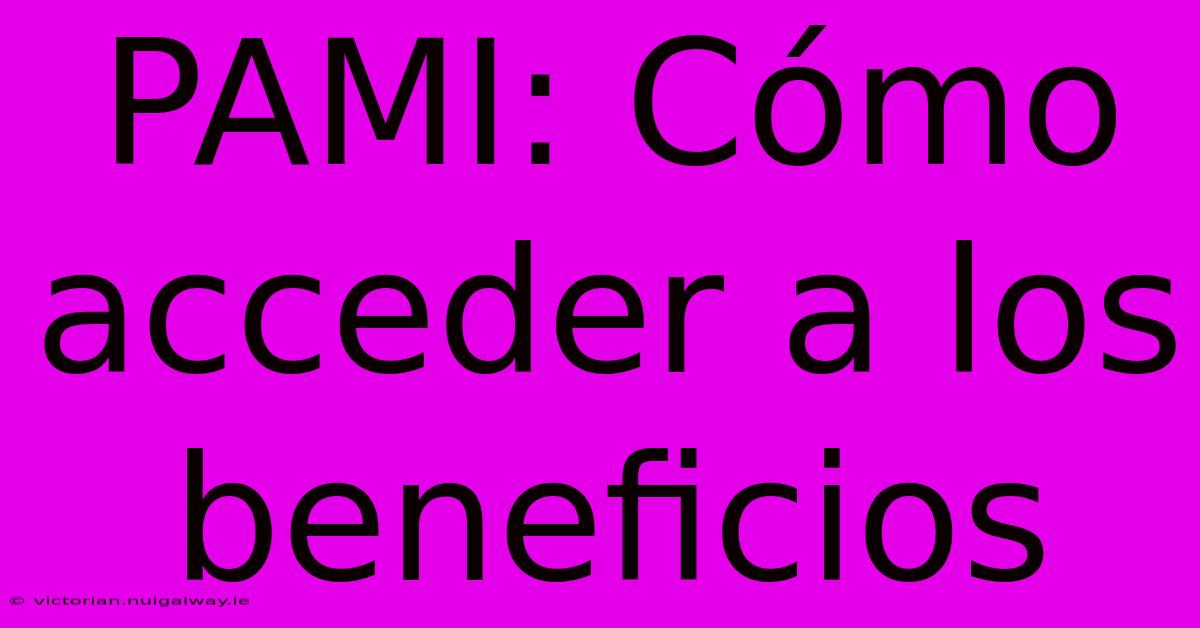 PAMI: Cómo Acceder A Los Beneficios