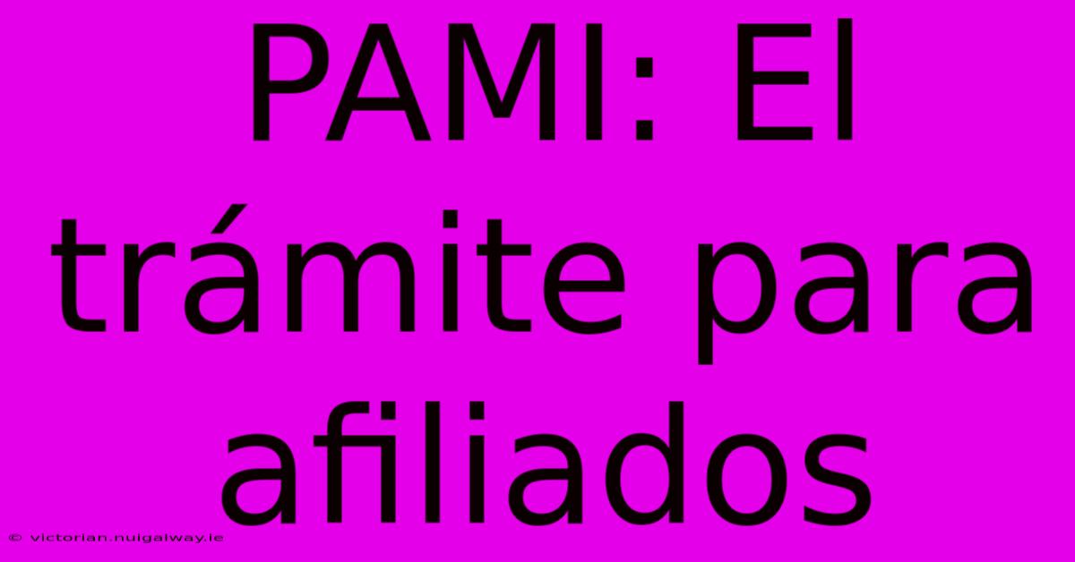 PAMI: El Trámite Para Afiliados