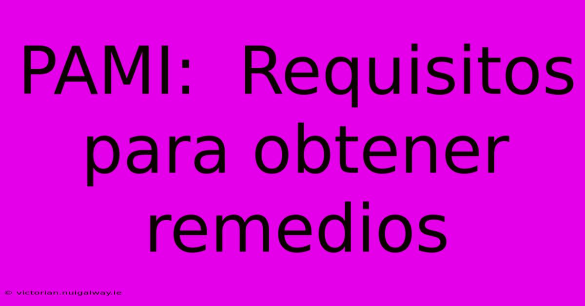 PAMI:  Requisitos Para Obtener Remedios