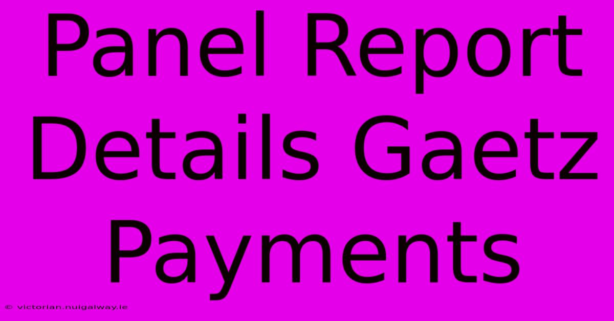 Panel Report Details Gaetz Payments