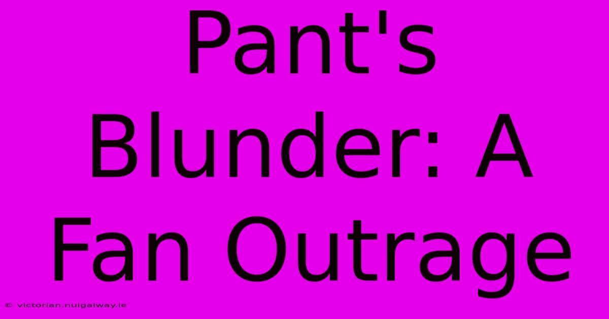 Pant's Blunder: A Fan Outrage