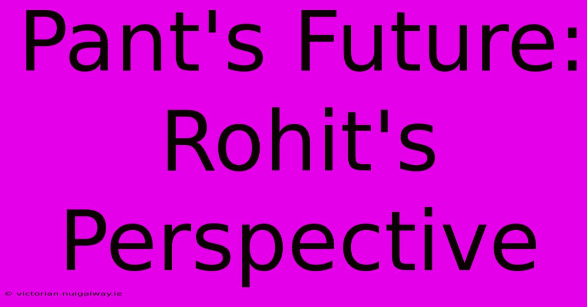 Pant's Future: Rohit's Perspective