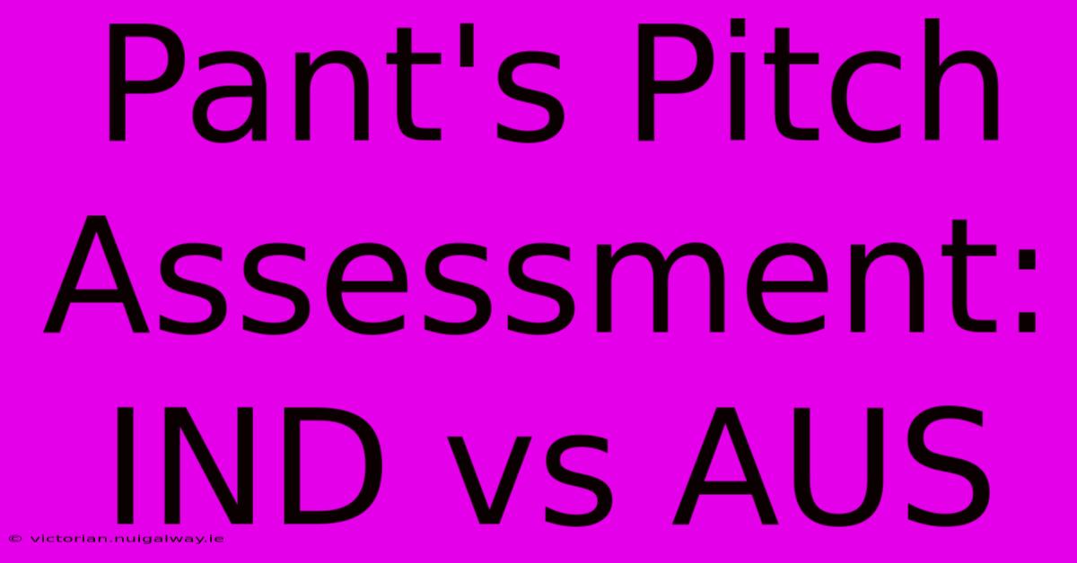 Pant's Pitch Assessment: IND Vs AUS