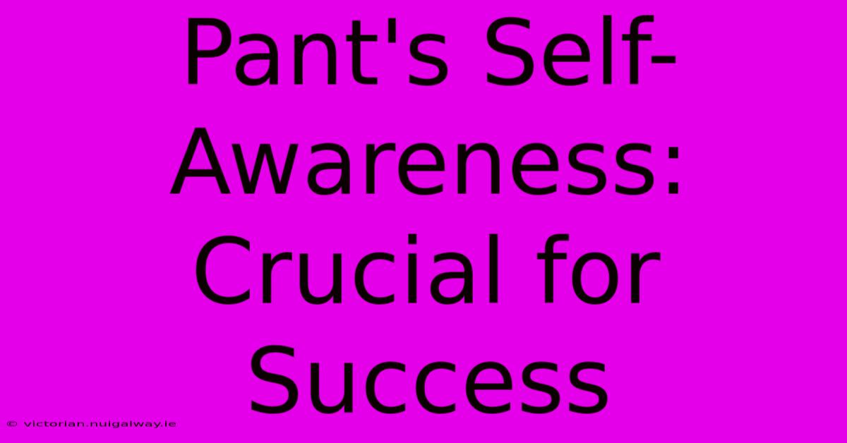 Pant's Self-Awareness: Crucial For Success