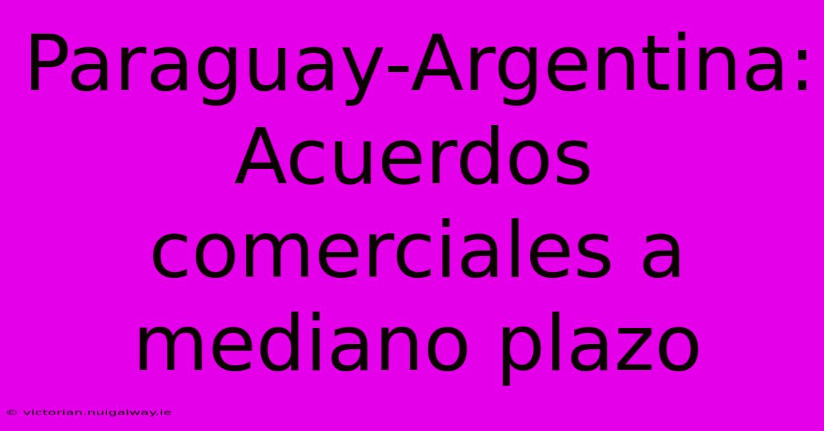 Paraguay-Argentina: Acuerdos Comerciales A Mediano Plazo