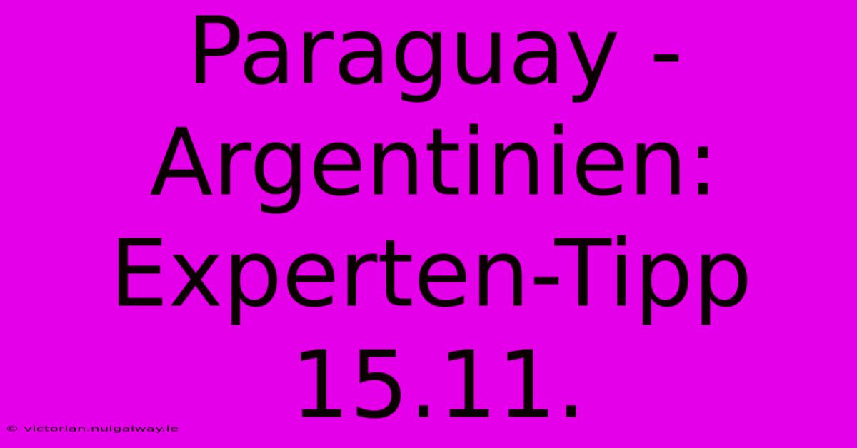 Paraguay - Argentinien: Experten-Tipp 15.11.