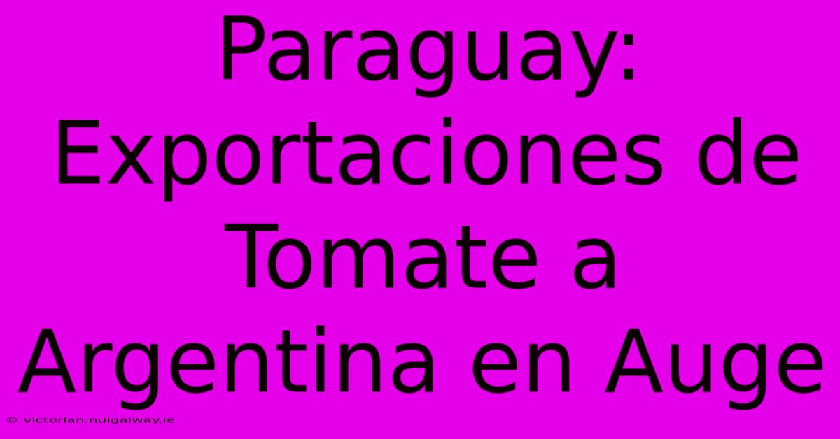 Paraguay: Exportaciones De Tomate A Argentina En Auge 