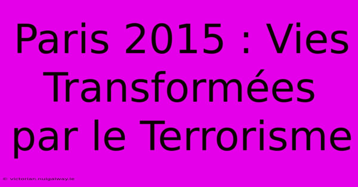 Paris 2015 : Vies Transformées Par Le Terrorisme 