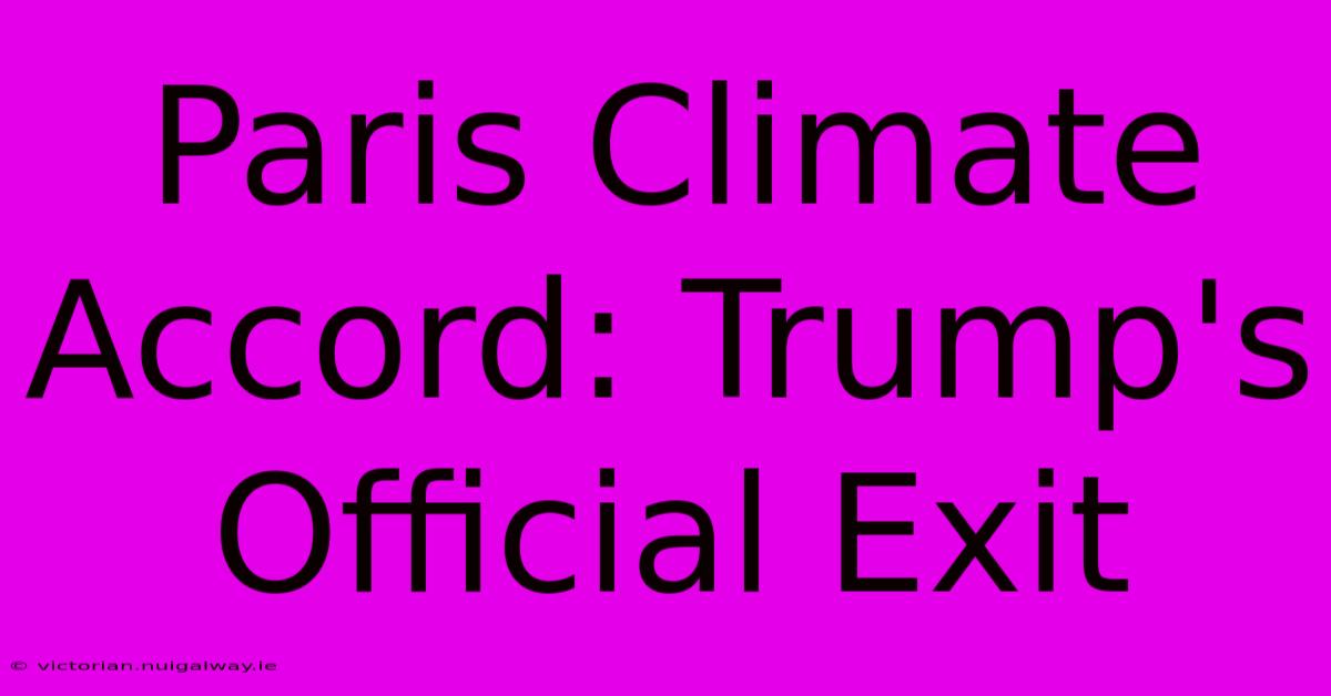 Paris Climate Accord: Trump's Official Exit