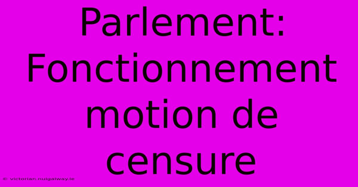 Parlement:  Fonctionnement Motion De Censure