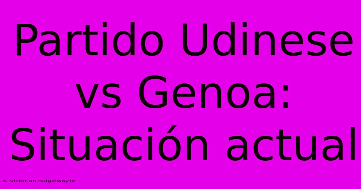 Partido Udinese Vs Genoa:  Situación Actual