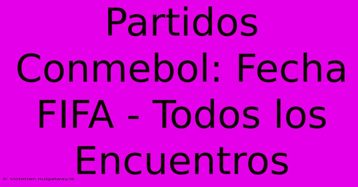 Partidos Conmebol: Fecha FIFA - Todos Los Encuentros