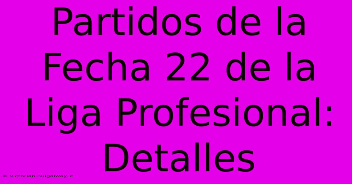 Partidos De La Fecha 22 De La Liga Profesional: Detalles 