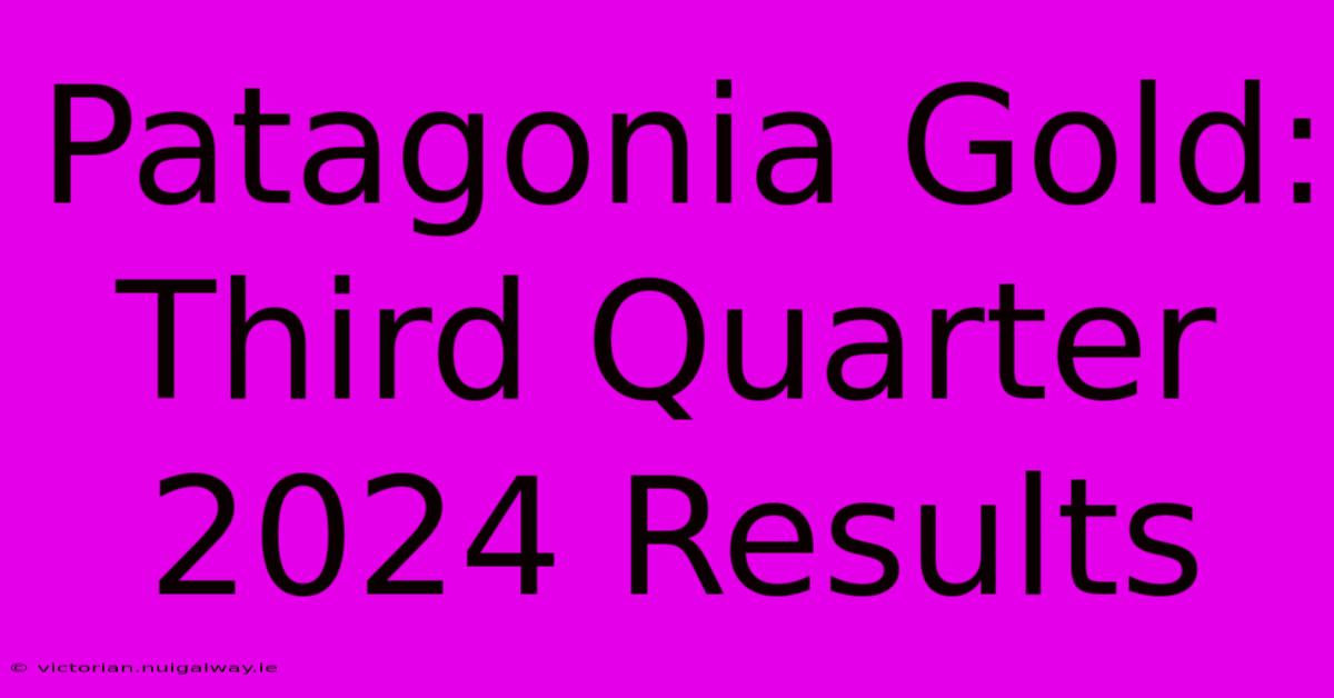 Patagonia Gold: Third Quarter 2024 Results