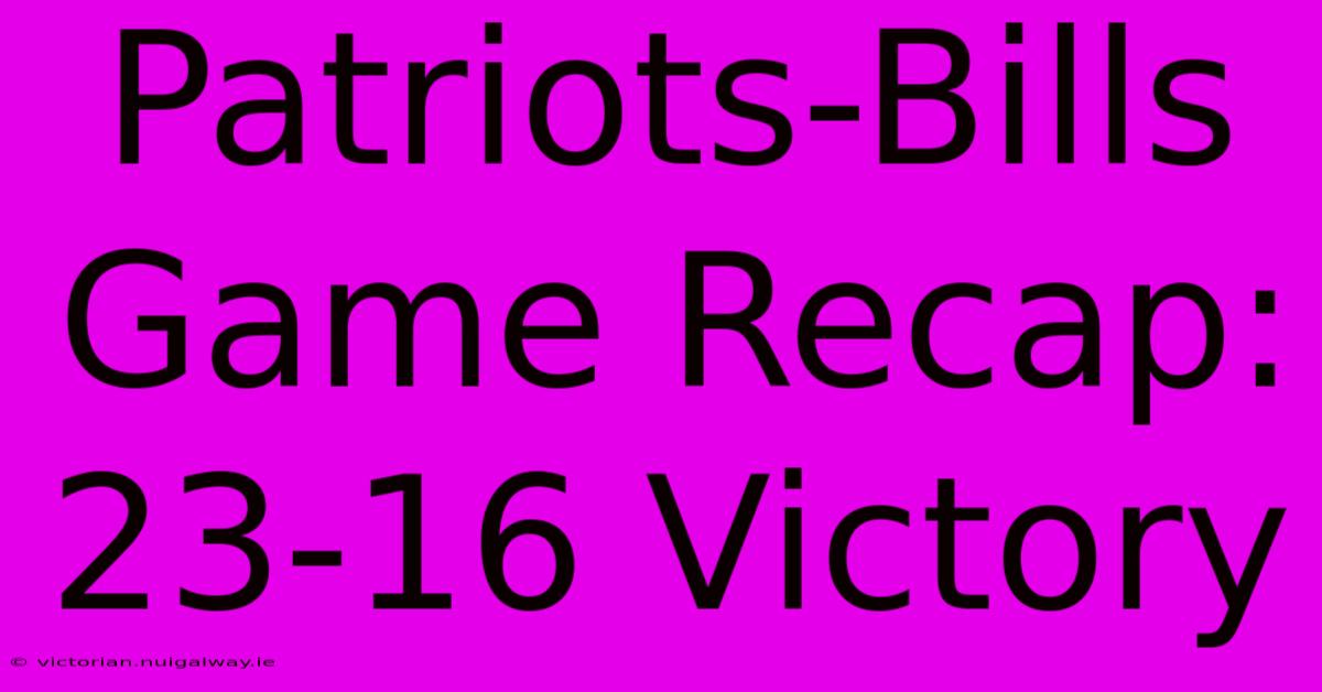 Patriots-Bills Game Recap: 23-16 Victory