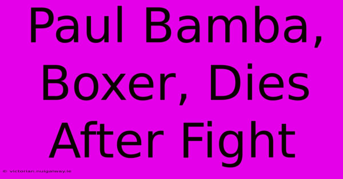 Paul Bamba, Boxer, Dies After Fight