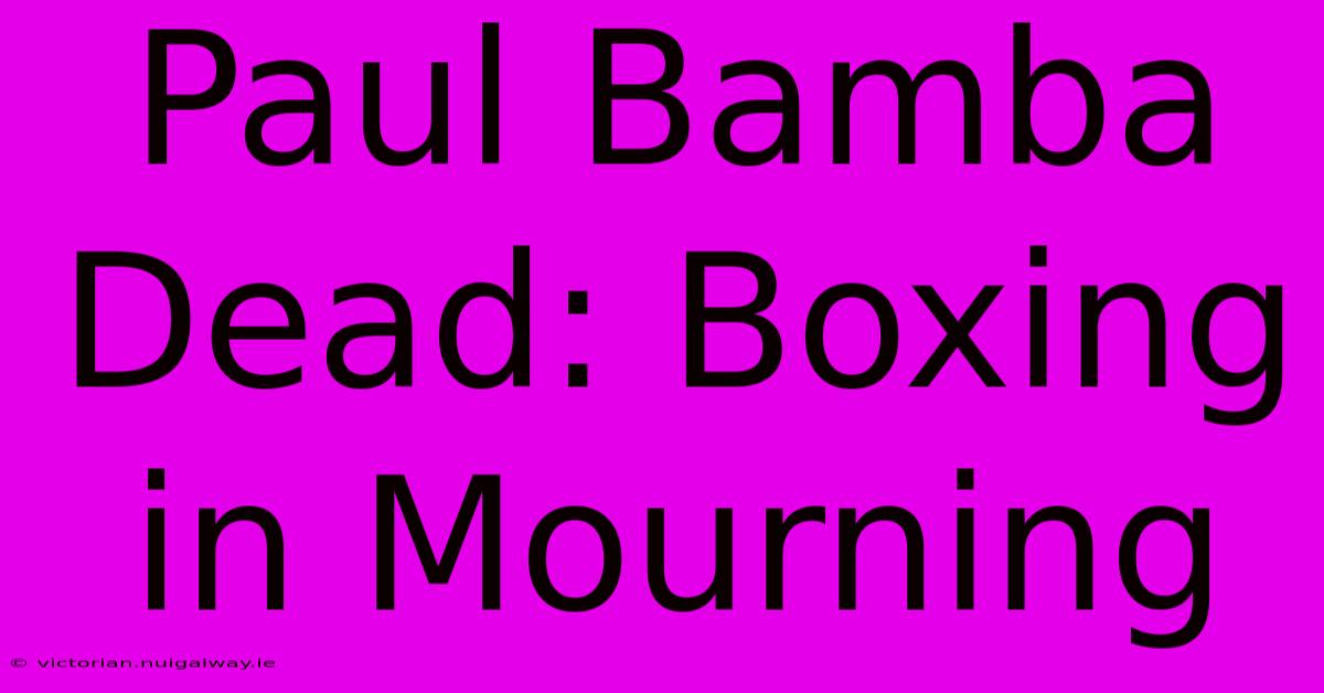 Paul Bamba Dead: Boxing In Mourning