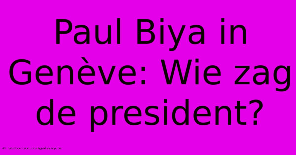 Paul Biya In Genève: Wie Zag De President?