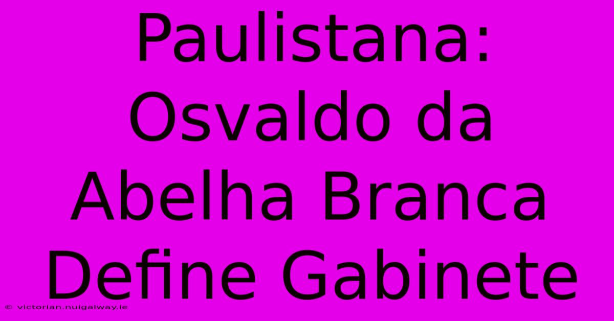 Paulistana: Osvaldo Da Abelha Branca Define Gabinete