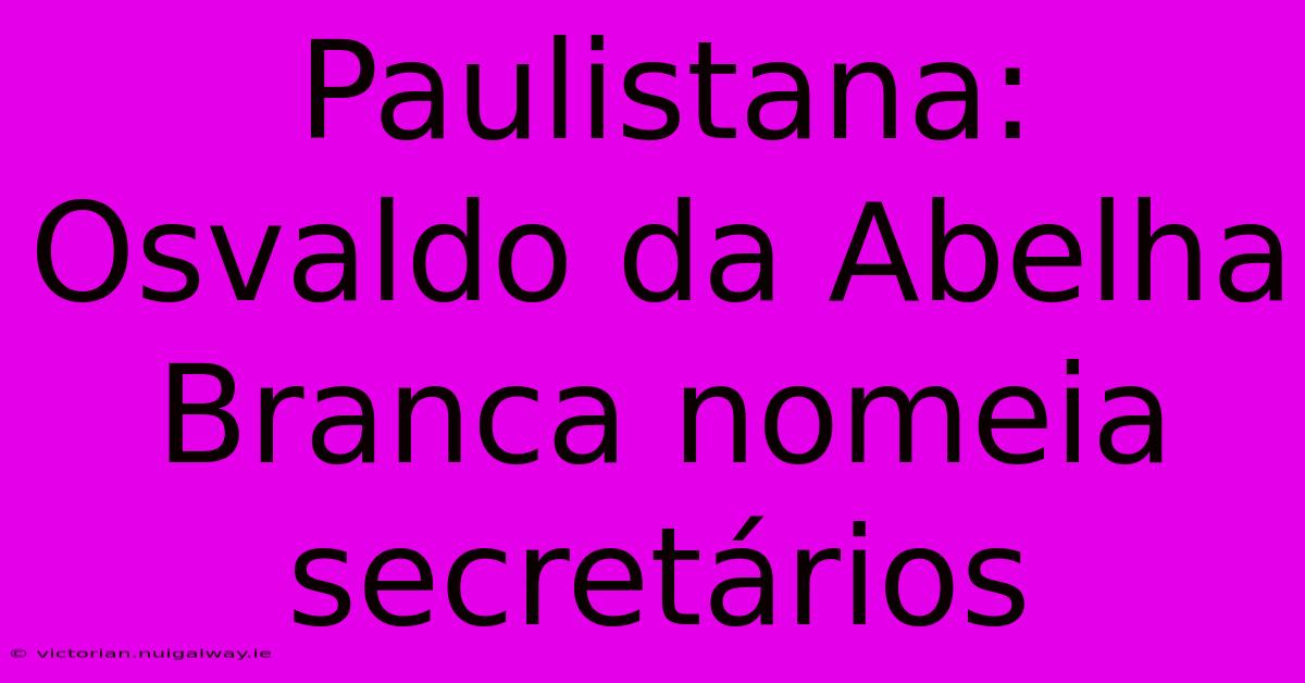 Paulistana: Osvaldo Da Abelha Branca Nomeia Secretários