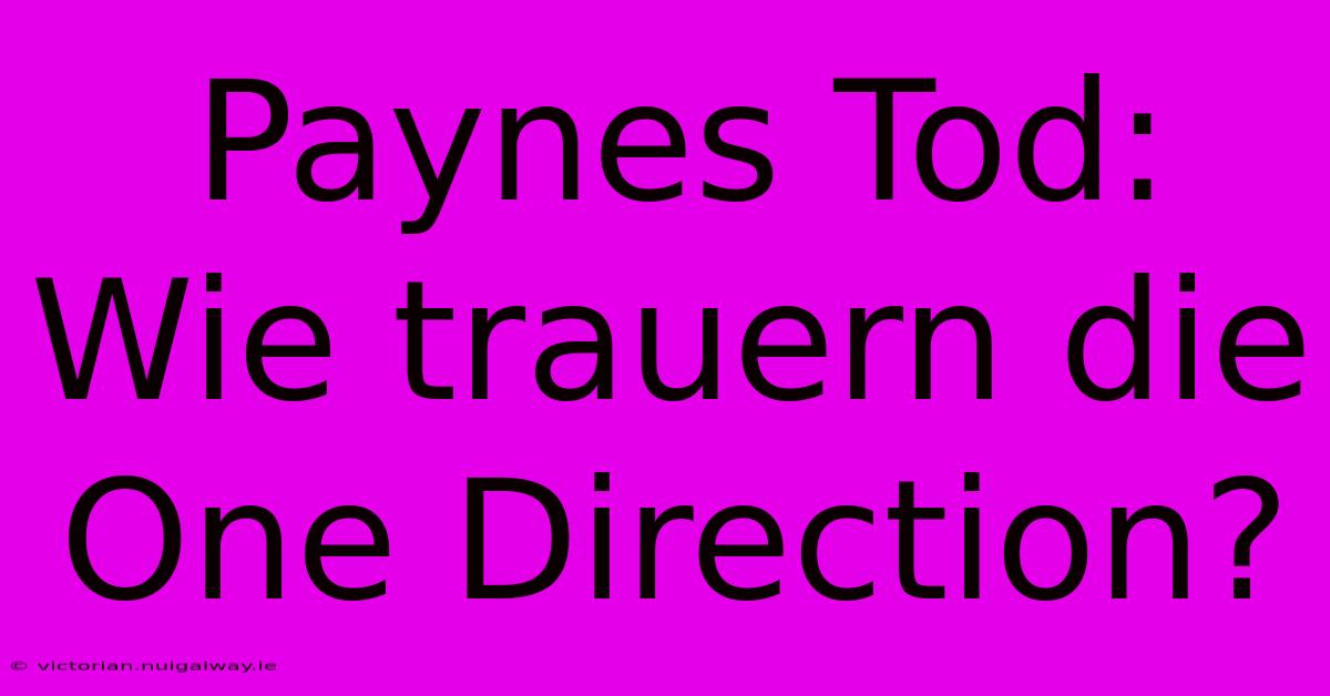 Paynes Tod: Wie Trauern Die One Direction? 