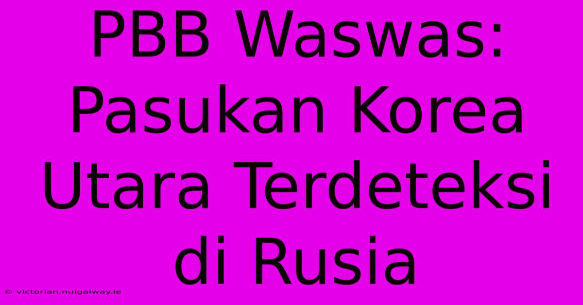 PBB Waswas: Pasukan Korea Utara Terdeteksi Di Rusia 