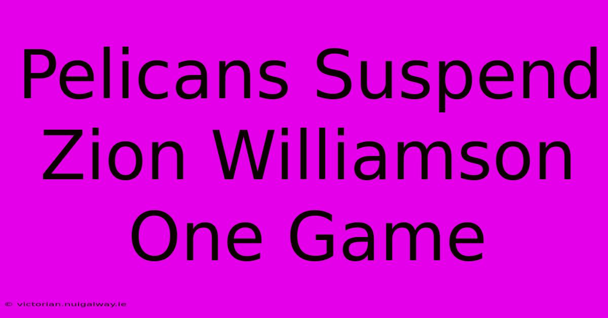 Pelicans Suspend Zion Williamson One Game