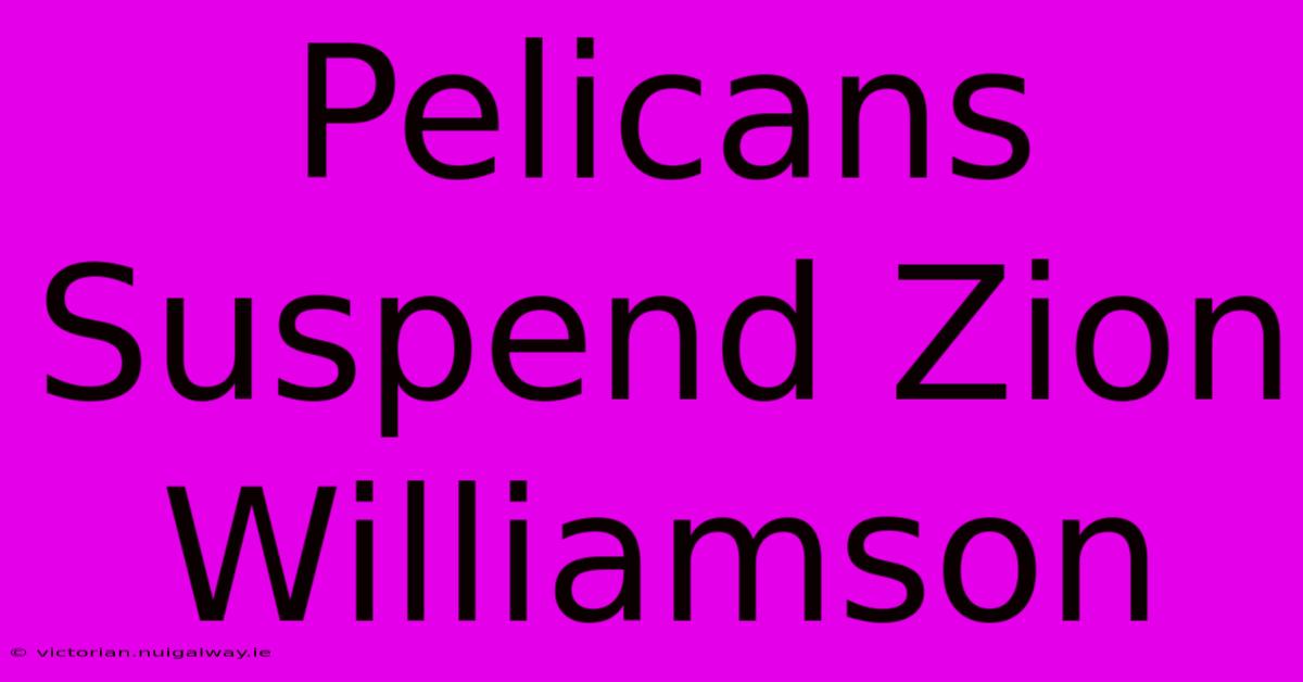 Pelicans Suspend Zion Williamson