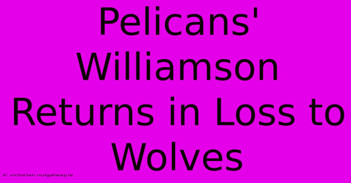 Pelicans' Williamson Returns In Loss To Wolves