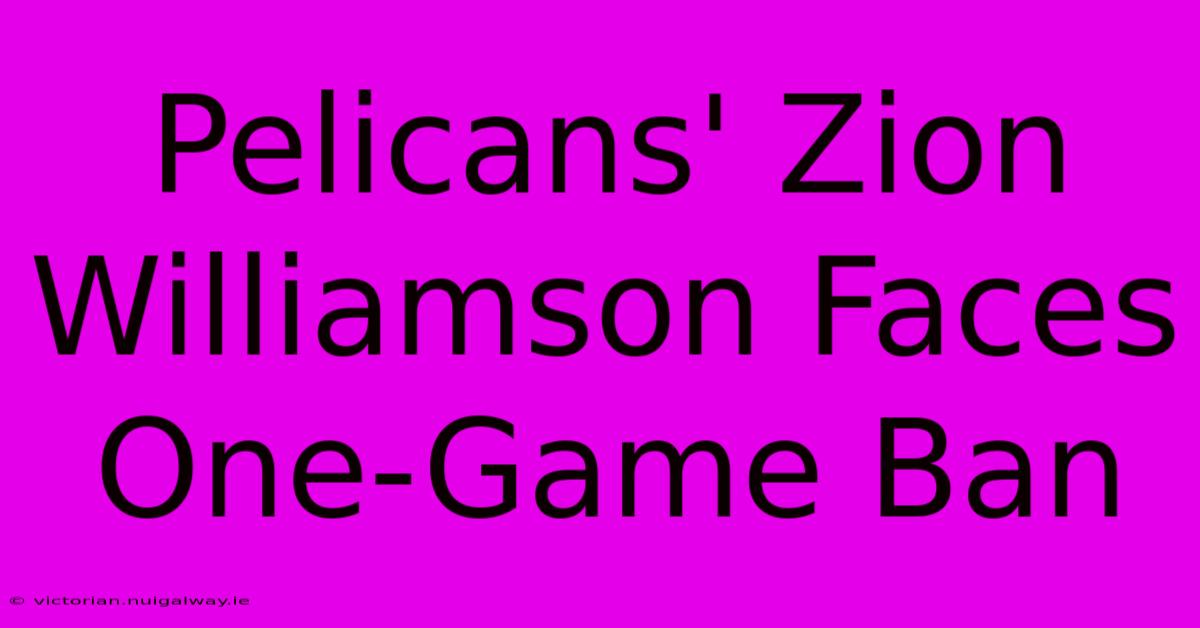 Pelicans' Zion Williamson Faces One-Game Ban