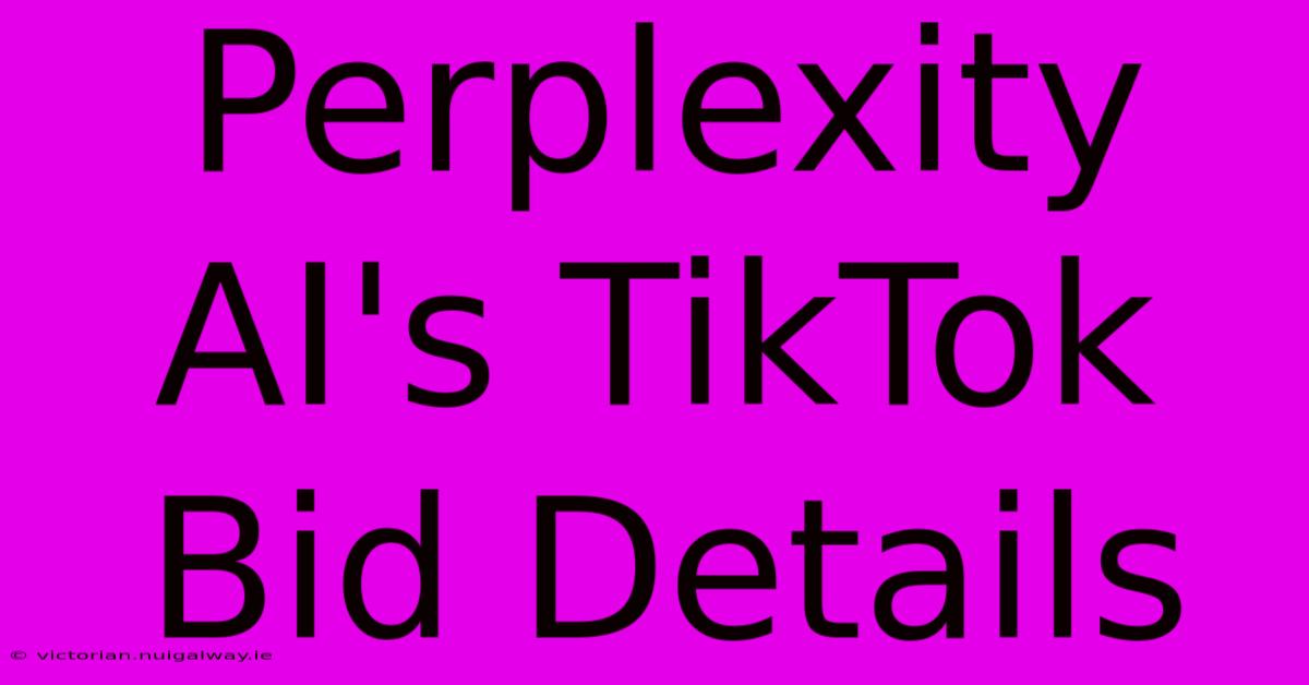 Perplexity AI's TikTok Bid Details