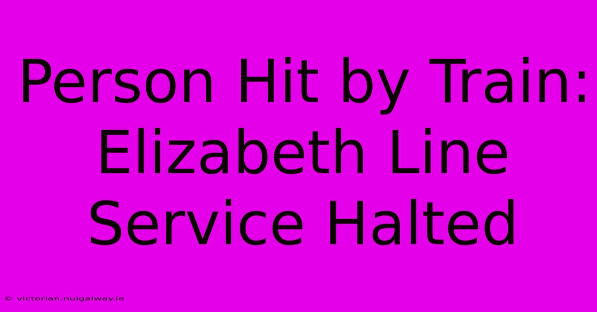 Person Hit By Train: Elizabeth Line Service Halted