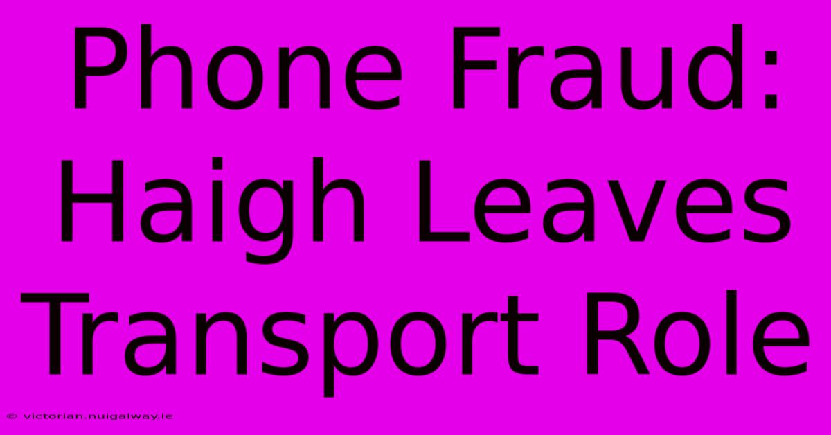 Phone Fraud: Haigh Leaves Transport Role