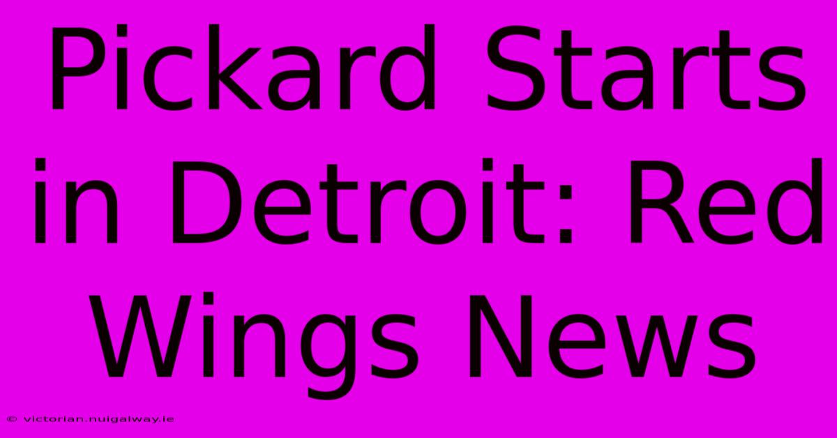 Pickard Starts In Detroit: Red Wings News 