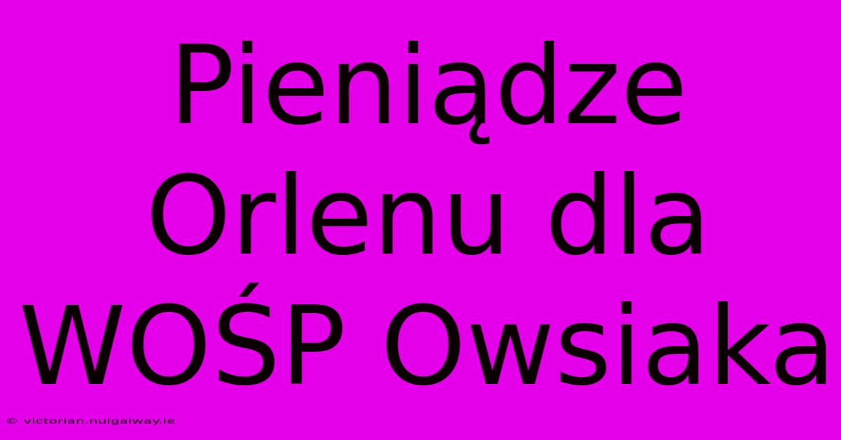 Pieniądze Orlenu Dla WOŚP Owsiaka