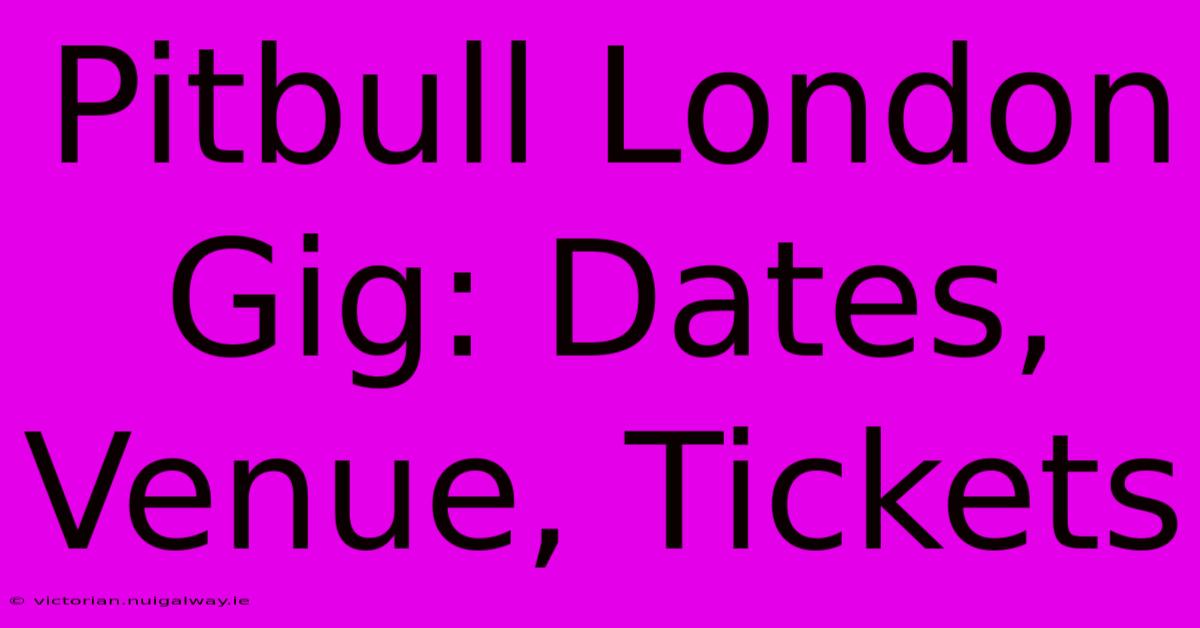 Pitbull London Gig: Dates, Venue, Tickets