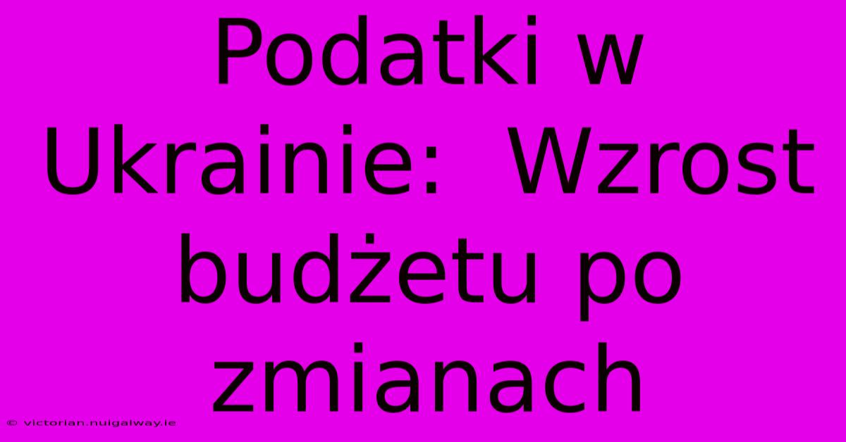 Podatki W Ukrainie:  Wzrost Budżetu Po Zmianach