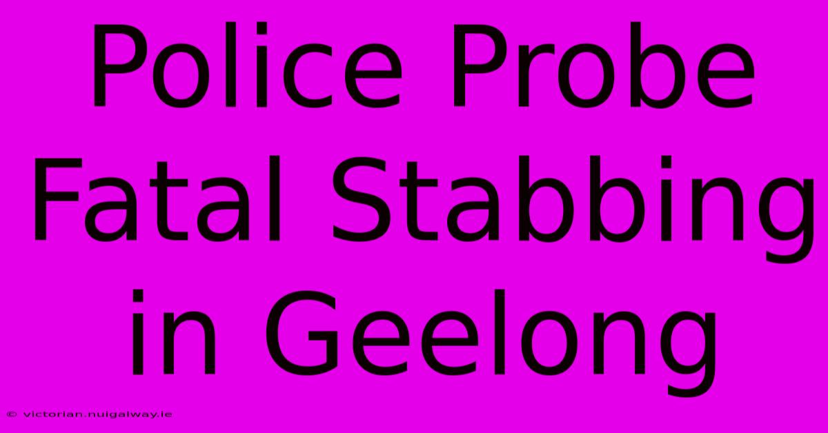 Police Probe Fatal Stabbing In Geelong