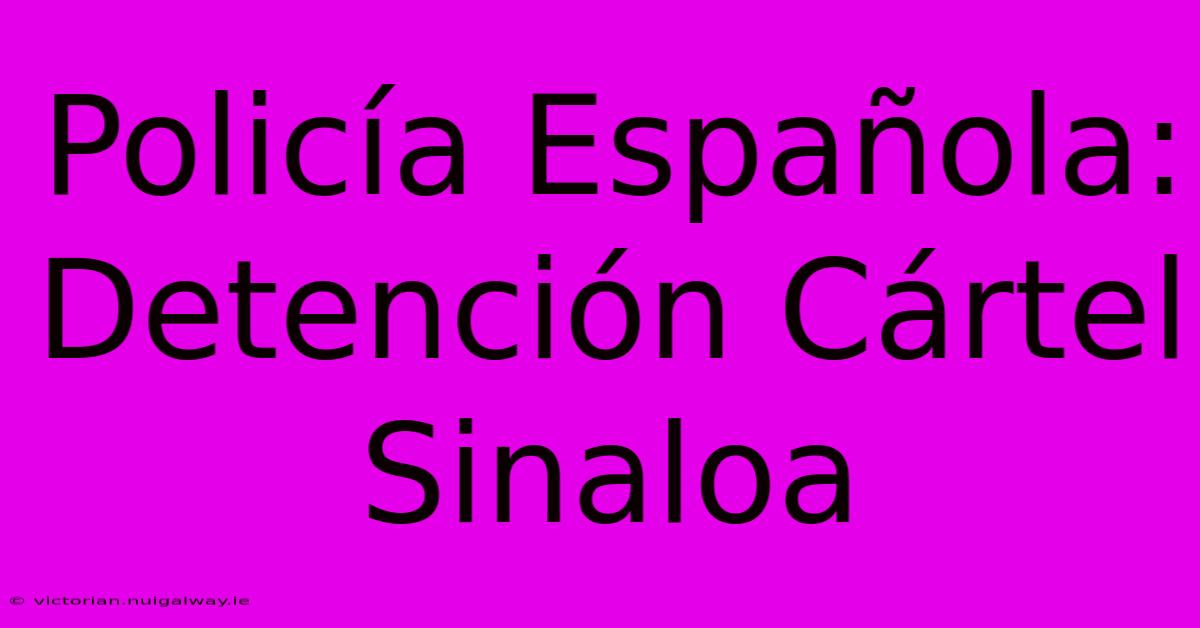 Policía Española: Detención Cártel Sinaloa