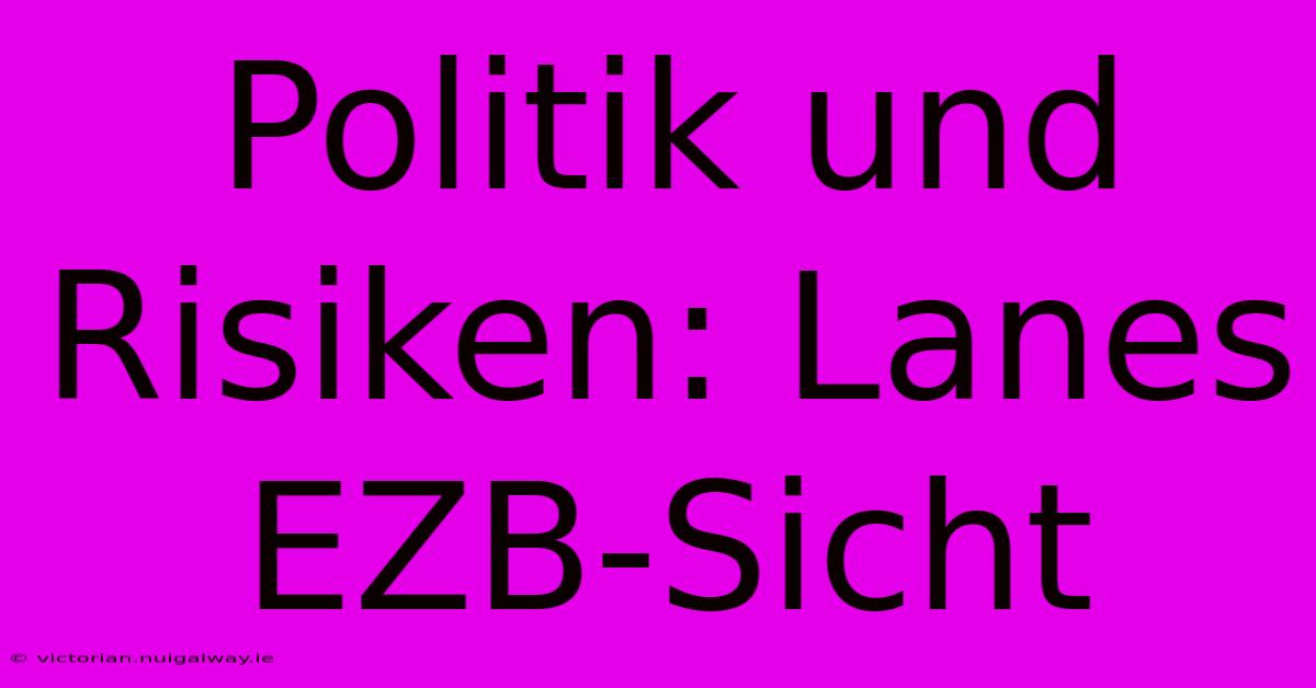 Politik Und Risiken: Lanes EZB-Sicht