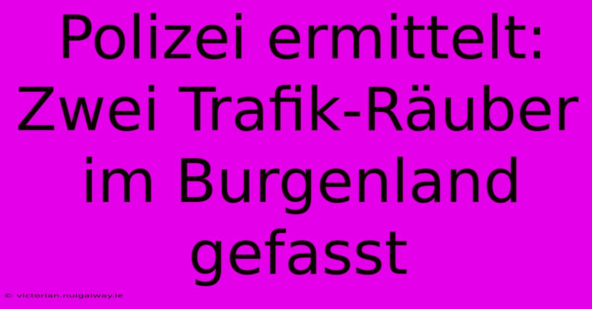 Polizei Ermittelt: Zwei Trafik-Räuber Im Burgenland Gefasst