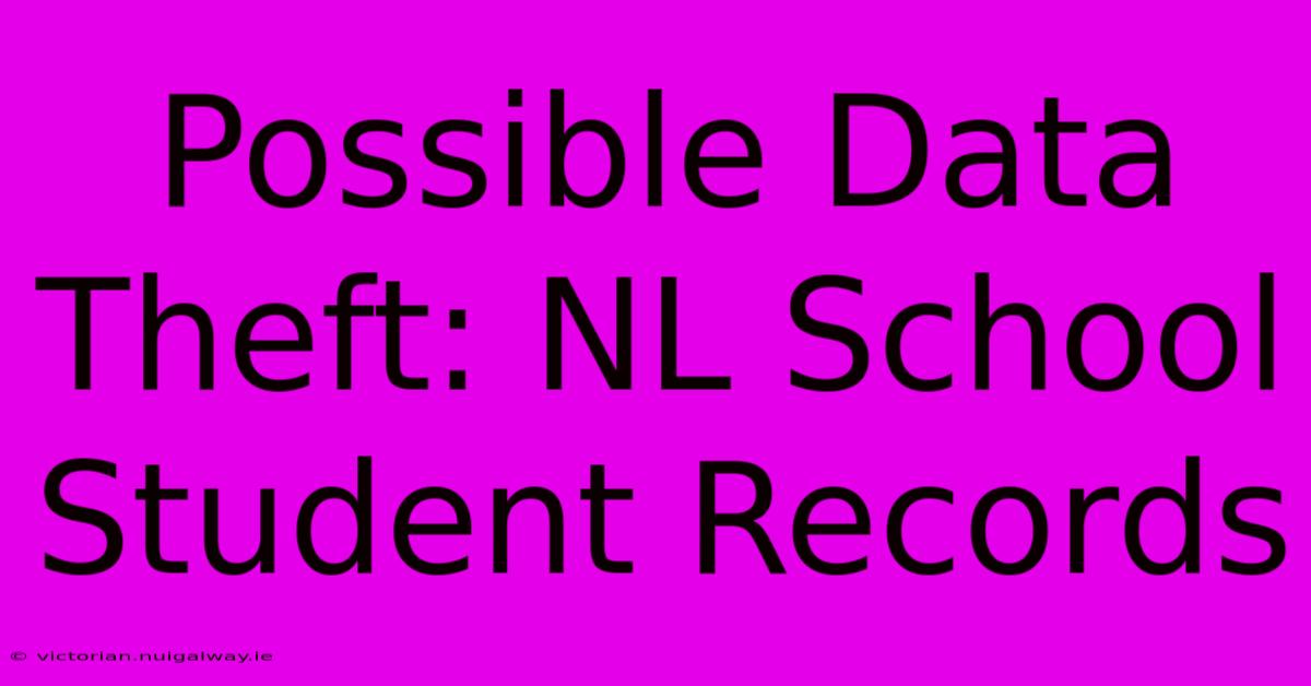 Possible Data Theft: NL School Student Records