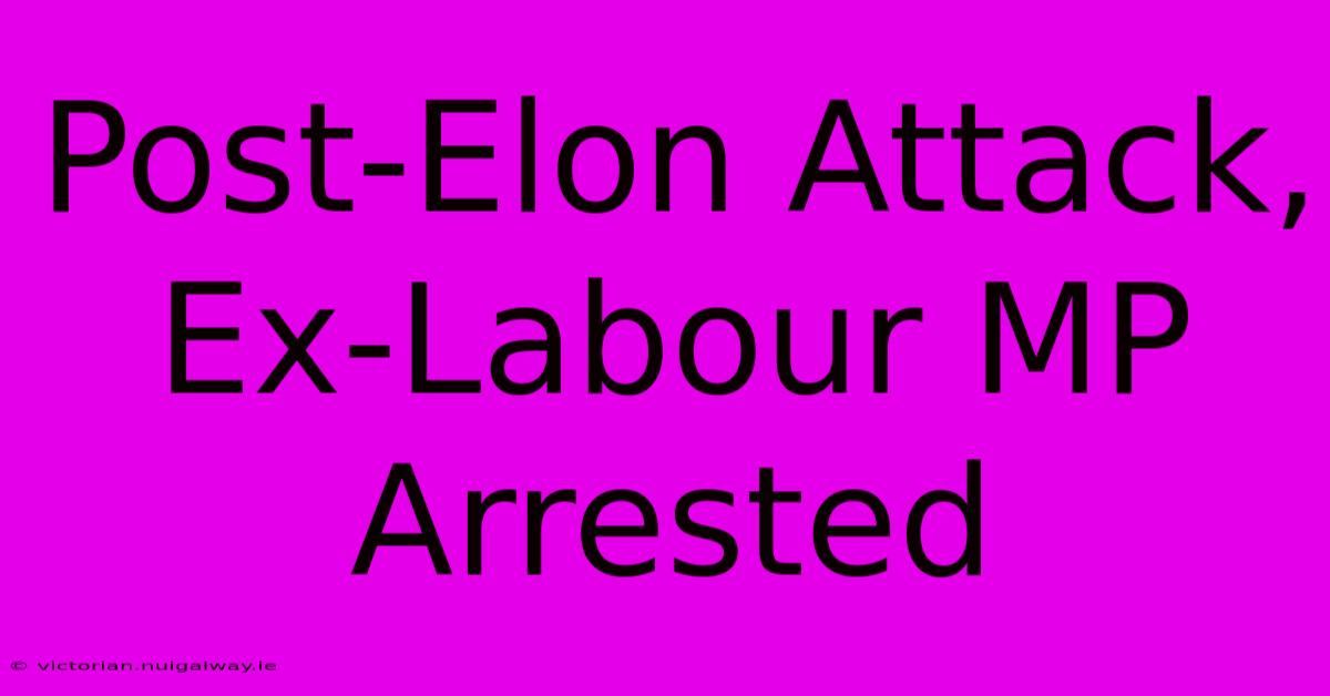 Post-Elon Attack, Ex-Labour MP Arrested